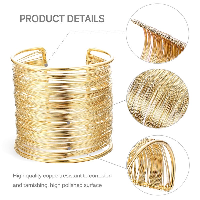RIOSO 4 Pcs Cuff Bangle Bracelet for Women Open Wide Wire Bracelets Wrist Cuff Wrap Bracelet - Image 2